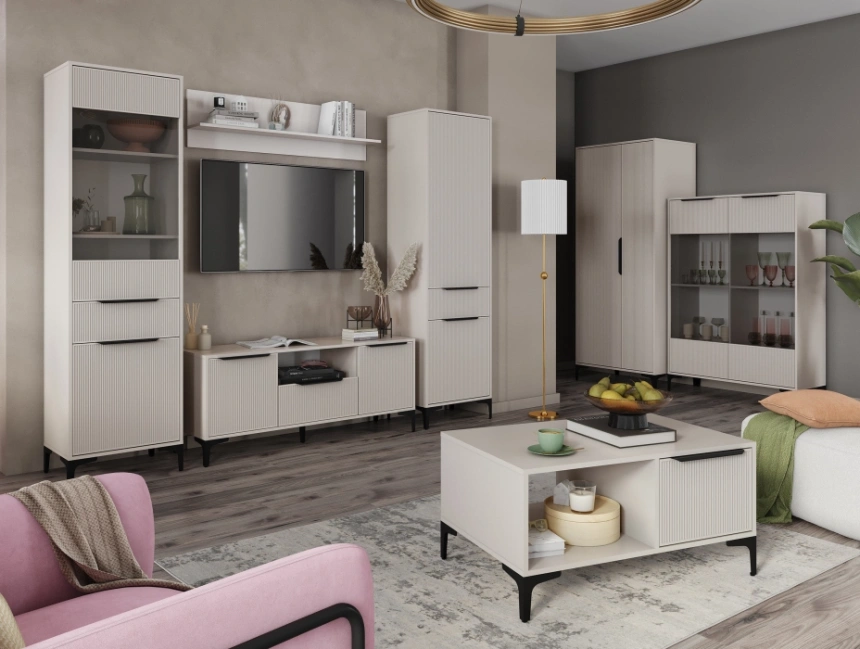 Шкаф-витрина Иадама, кашемир / кашемир