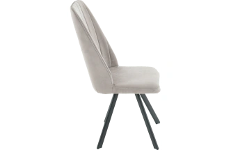 Стул Silvio, мягкий со спинкой, светло-серый, велюр, каркас черный