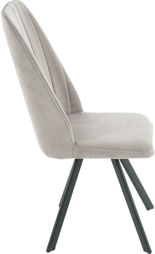 Стул Silvio, мягкий со спинкой, светло-серый, велюр, каркас черный