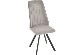 Стул Silvio, мягкий со спинкой, светло-серый, велюр, каркас черный