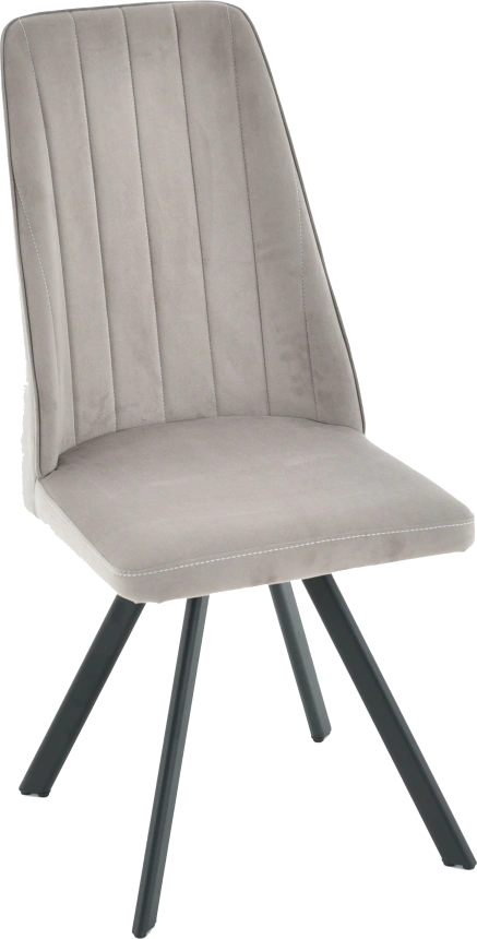 Стул Silvio, мягкий со спинкой, светло-серый, велюр, каркас черный