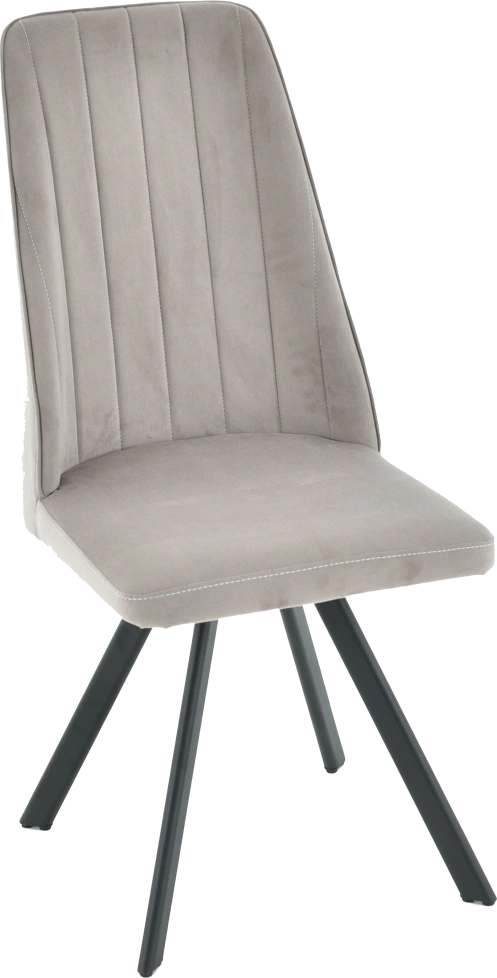 Стул Silvio, мягкий со спинкой, светло-серый, велюр, каркас черный