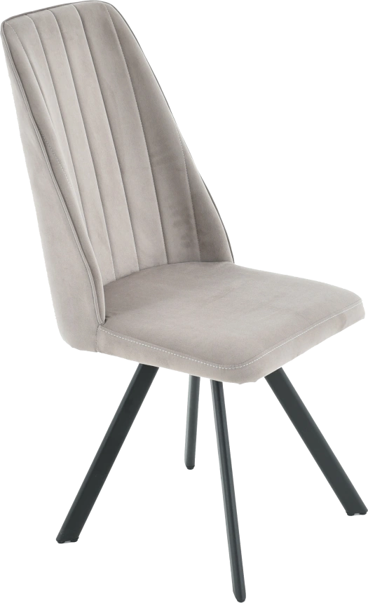 Стул Silvio, мягкий со спинкой, светло-серый, велюр, каркас черный