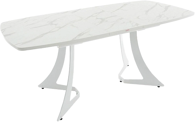 Кухонный стол Милан, ПМ пластик, белый камень, каркас белый