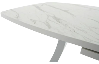 Кухонный стол Милан, ПМ пластик, белый камень, каркас белый