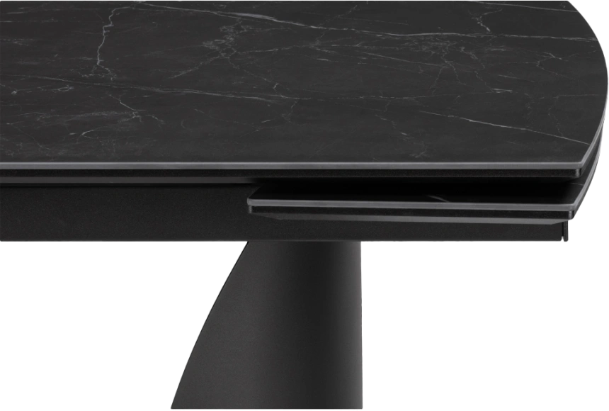 Кухонный стол раздвижной Готланд, 180(240), керамика, черный мрамор, каркас черный