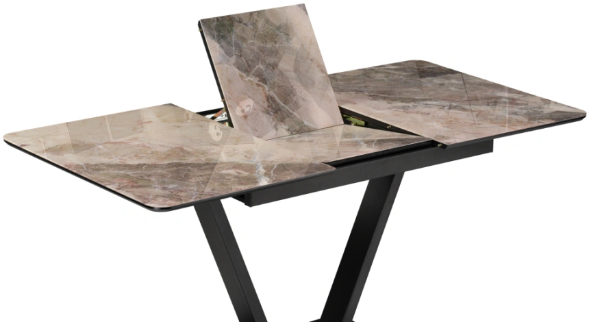 Кухонный раздвижной стол Бугун, 120(160)x80x77, стекло, каталония / черный