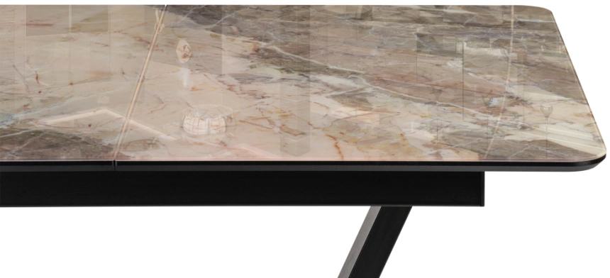 Кухонный раздвижной стол Бугун, 120(160)x80x77, стекло, каталония / черный