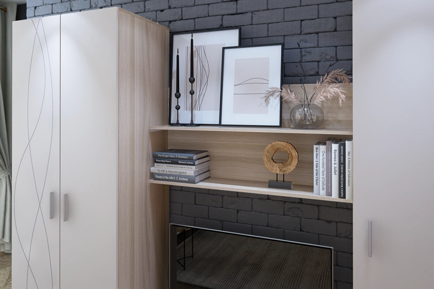 Стенка Медея, Ясень шимо / Крем бежевый