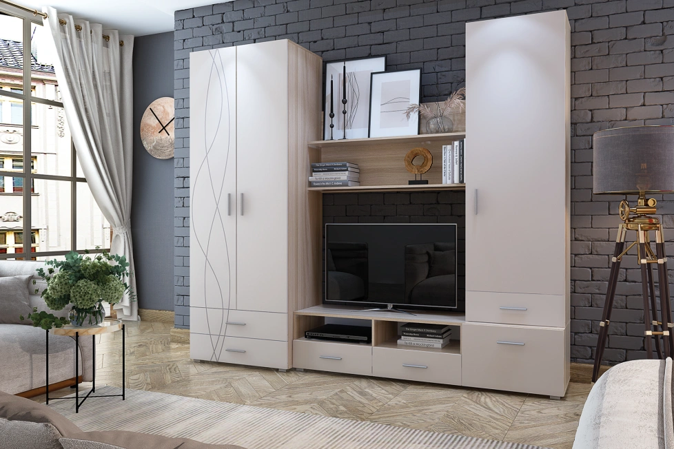 Стенка Медея, Ясень шимо / Крем бежевый