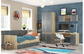 Стол Киото Дуб небраска/Бетон тёмный