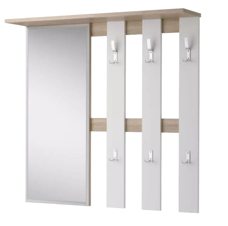 Вешалка с зеркалом Лофт-2, Дуб сонома/Белый