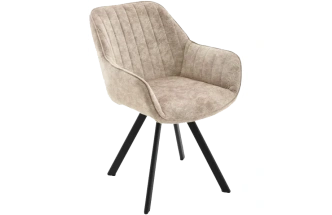 Стул Roan, с подлокотниками мягкий, бежевый, велюр, каркас черный