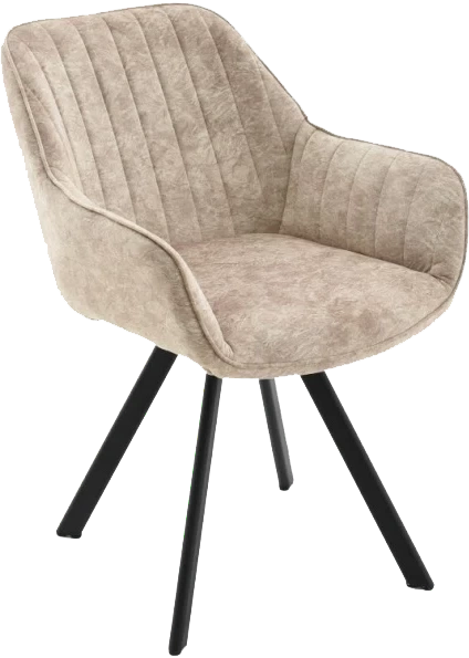 Стул Roan, с подлокотниками мягкий, бежевый, велюр, каркас черный