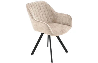 Стул Roan, с подлокотниками мягкий, бежевый, велюр, каркас черный