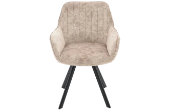 Стул Roan, с подлокотниками мягкий, бежевый, велюр, каркас черный