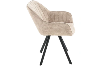 Стул Roan, с подлокотниками мягкий, бежевый, велюр, каркас черный