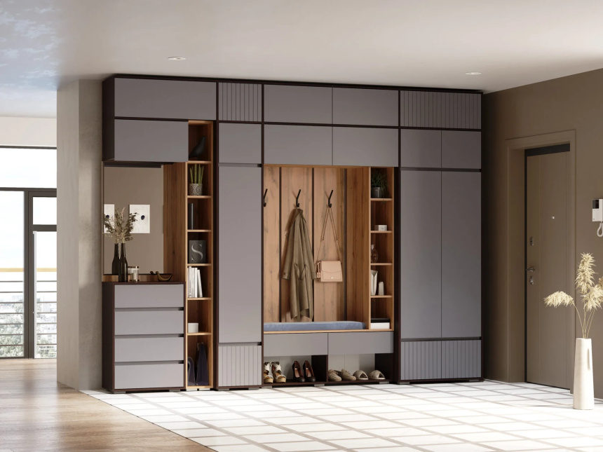 Шкаф навесной Роут 1, венге / графит софт