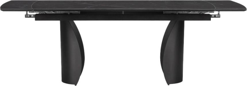 Кухонный стол раздвижной Готланд, 160(220), керамика, черный мрамор, каркас черный