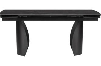 Кухонный стол раздвижной Готланд, 160(220), керамика, черный мрамор, каркас черный