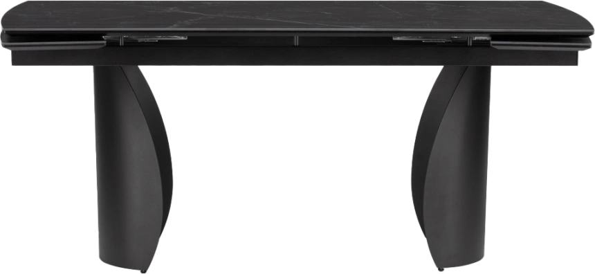 Кухонный стол раздвижной Готланд, 160(220), керамика, черный мрамор, каркас черный