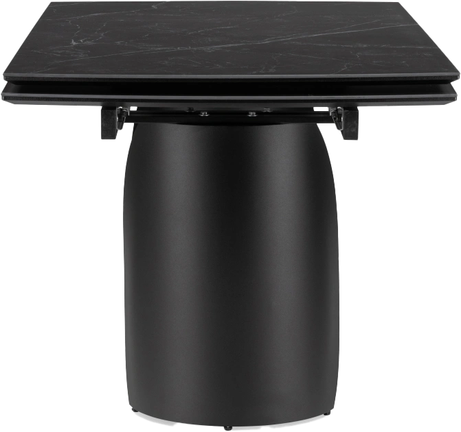 Кухонный стол раздвижной Готланд, 160(220), керамика, черный мрамор, каркас черный