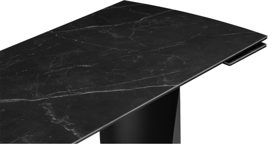 Кухонный стол раздвижной Готланд, 160(220), керамика, черный мрамор, каркас черный