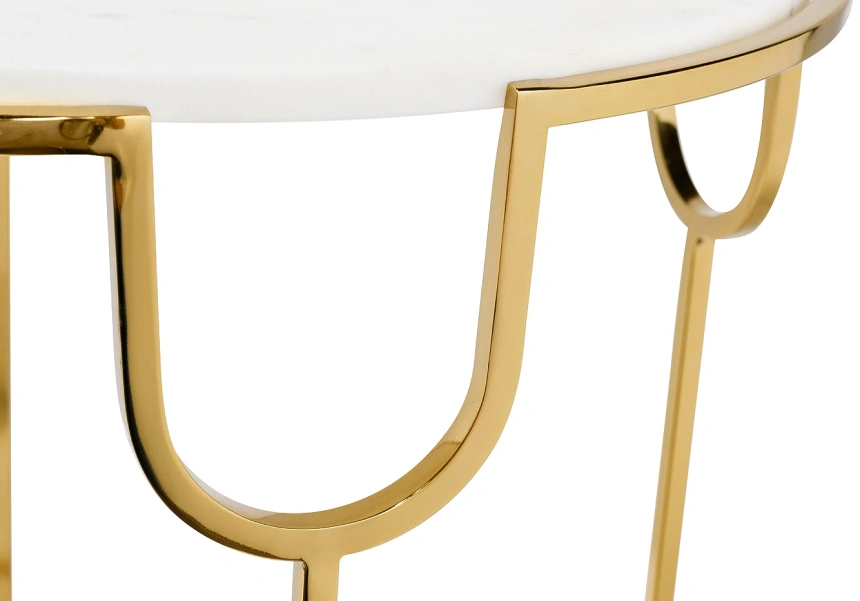 Журнальный стол 79MAL-7067, 45x45x60, мрамор, белый / золото