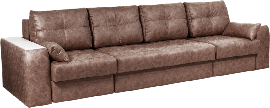 Диван прямой Остин 3, ткань Buffalo chocolate, декор Рамух белый