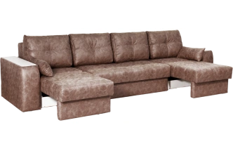 Диван прямой Остин 3, ткань Buffalo chocolate, декор Рамух белый