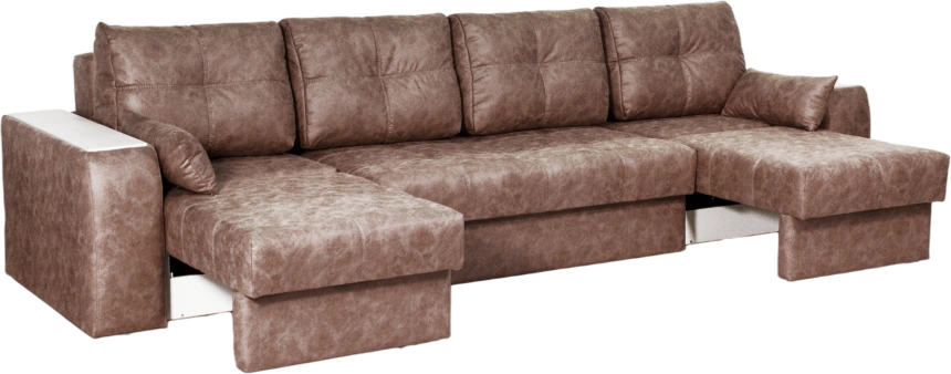 Диван прямой Остин 3, ткань Buffalo chocolate, декор Рамух белый