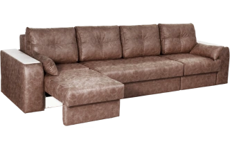 Диван прямой Остин 3, ткань Buffalo chocolate, декор Рамух белый
