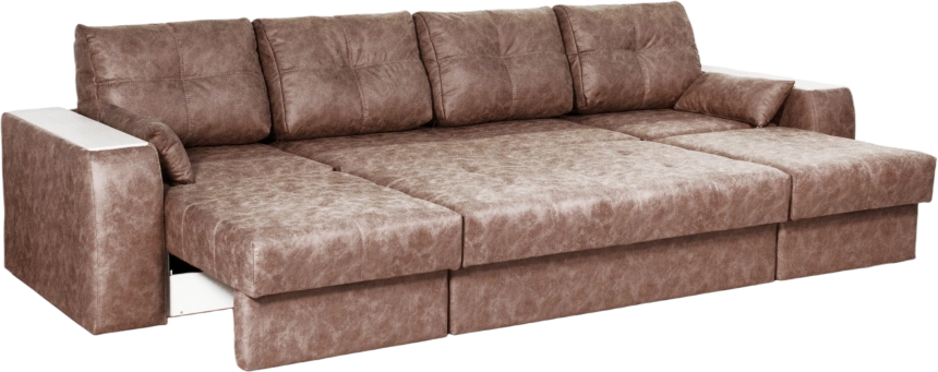 Диван прямой Остин 3, ткань Buffalo chocolate, декор Рамух белый