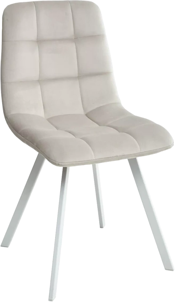 Стул Chilli Square, мягкий, G108-06 серебристо-серый, велюр, белый каркас