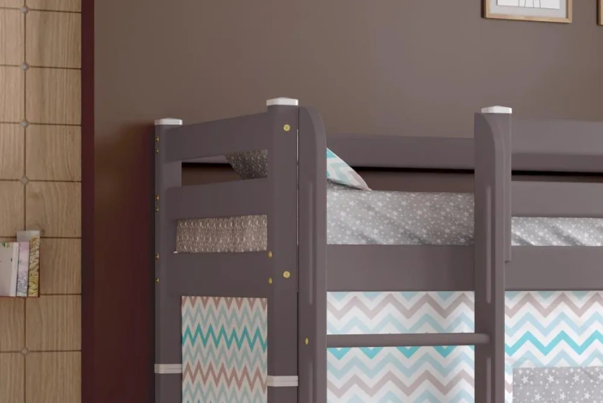 Полувысокая детская кровать Соня-5, с прямой лестницей, лаванда