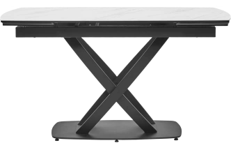 Кухонный стол раздвижной Foggia 140, KL-99 Белый мрамор матовый, итальянская керамика, черный каркас