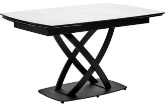Кухонный стол раздвижной Foggia 140, KL-99 Белый мрамор матовый, итальянская керамика, черный каркас