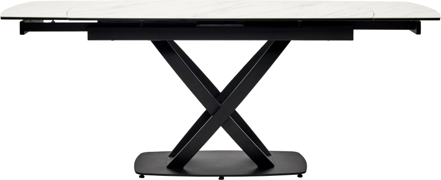 Кухонный стол раздвижной Foggia 140, KL-99 Белый мрамор матовый, итальянская керамика, черный каркас