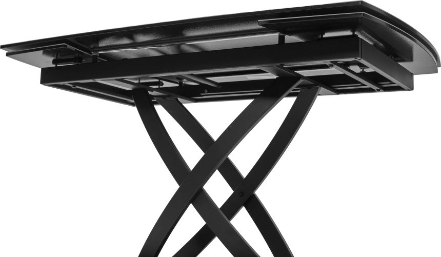 Кухонный стол раздвижной Foggia 140, KL-99 Белый мрамор матовый, итальянская керамика, черный каркас