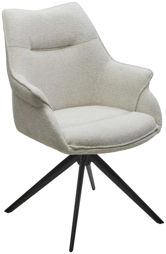Стул Ove, мягкий, поворотный, Raven 22 Бежево-белый, ткань, черный каркас