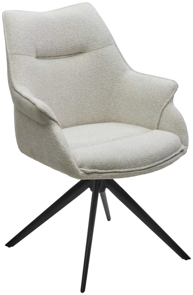 Стул Ove, мягкий, поворотный, Raven 22 Бежево-белый, ткань, черный каркас