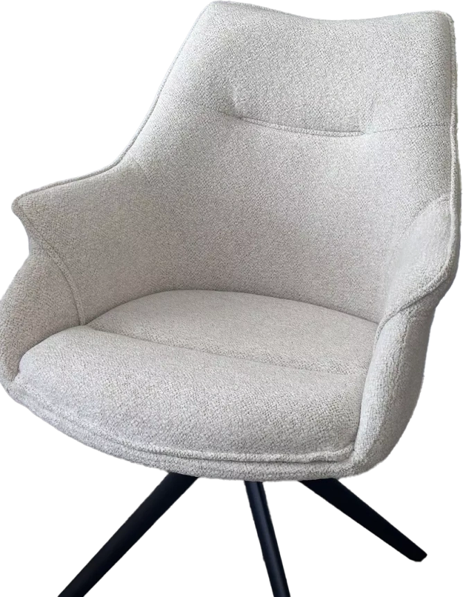 Стул Ove, мягкий, поворотный, Raven 22 Бежево-белый, ткань, черный каркас