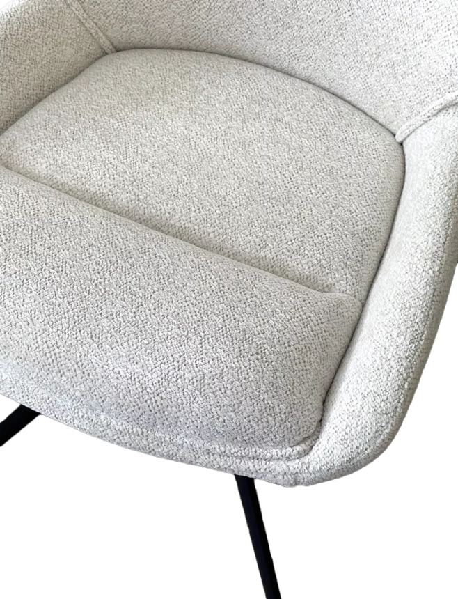 Стул Ove, мягкий, поворотный, Raven 22 Бежево-белый, ткань, черный каркас