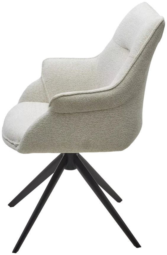 Стул Ove, мягкий, поворотный, Raven 22 Бежево-белый, ткань, черный каркас