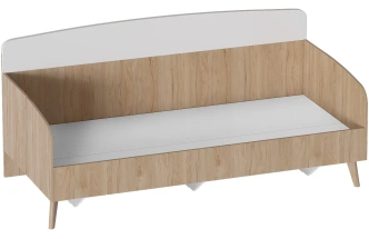 Кровать односпальная Калгари, молодежная, 90*200, дуб светлый / белый матовый