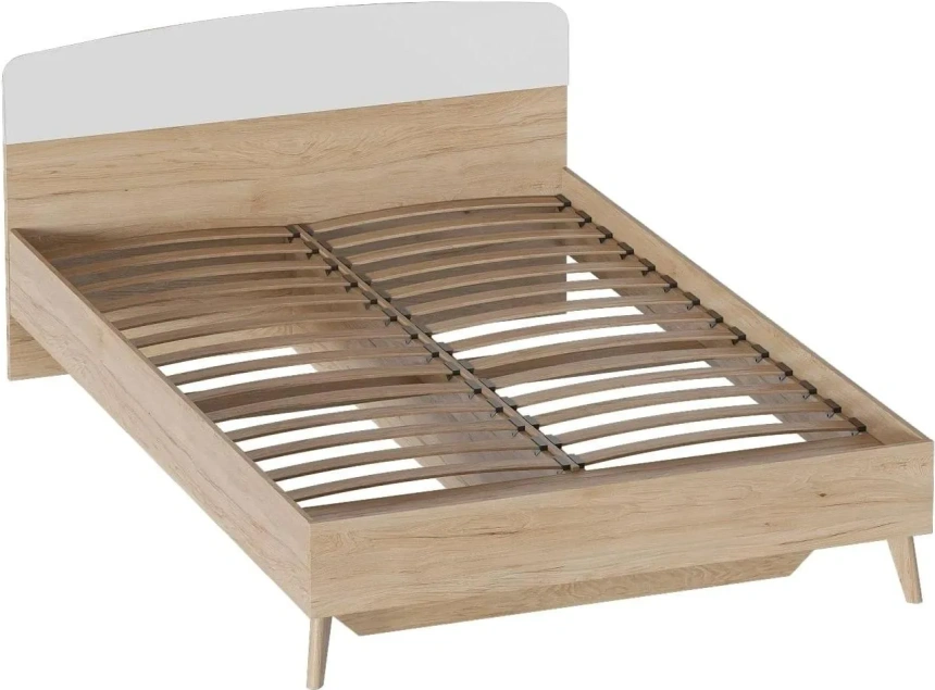 Кровать Калгари 120, полутораспальная, дуб натуральный светлый / белый матовый