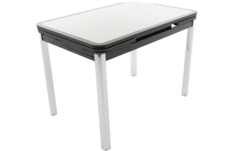 Кухонный стол Пекин, коричневый, кожа Мозаика 19406, стекло, каркас хром