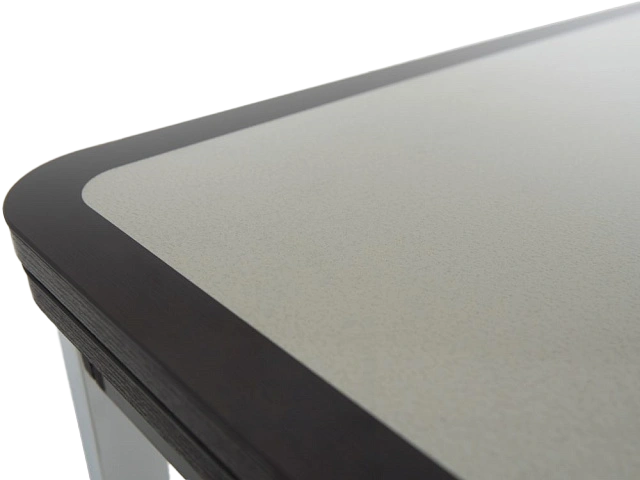 Кухонный стол Пекин, коричневый, кожа Мозаика 19406, стекло, каркас хром