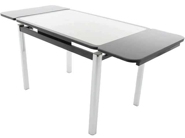 Кухонный стол Пекин, коричневый, кожа Мозаика 19406, стекло, каркас хром