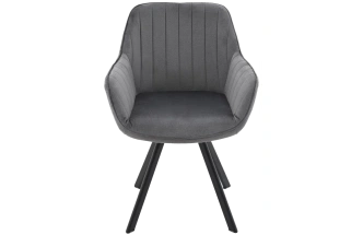 Стул Roan, с подлокотниками мягкий, серый Grey, велюр, каркас черный